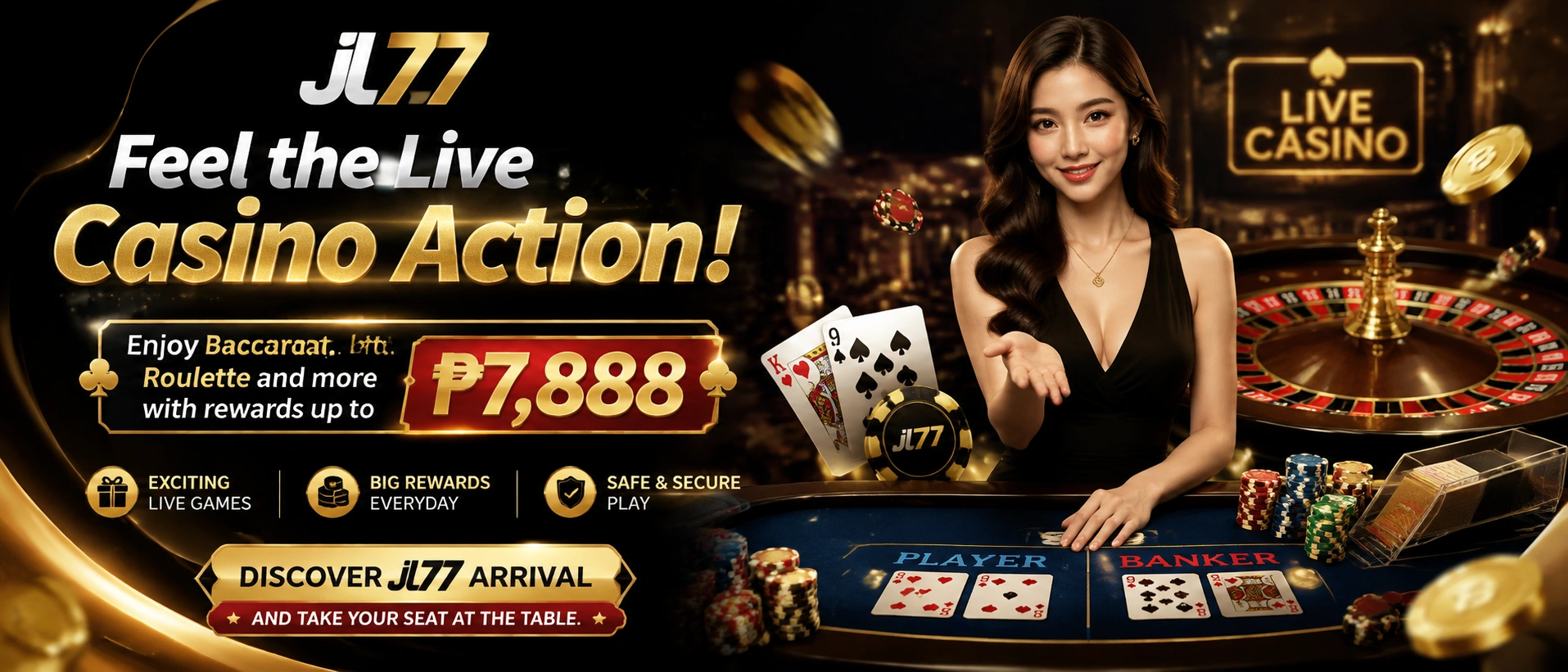 JL77 live casino mobile-friendly banner
