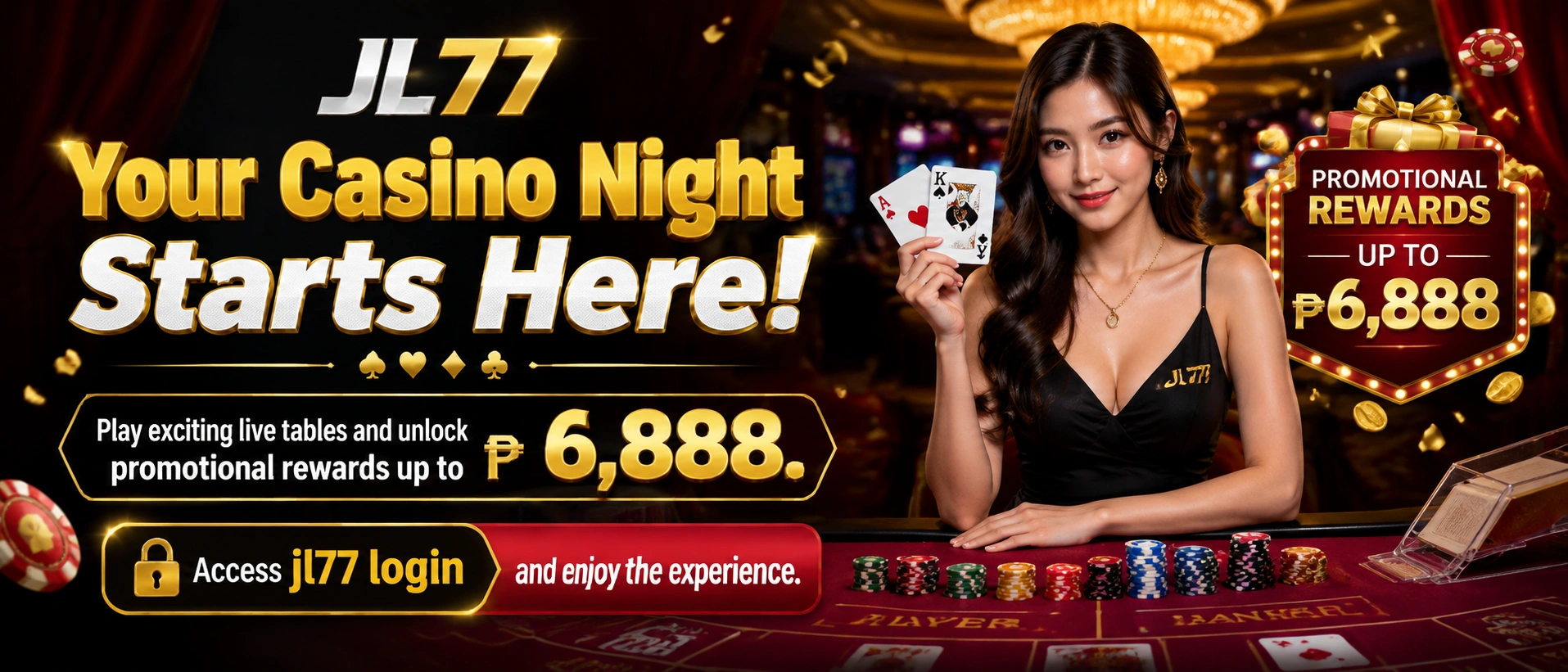 JL77 live casino promotional scene